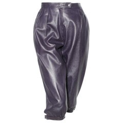 Saint Laurent Rive Gauche Purple Leather Culottes