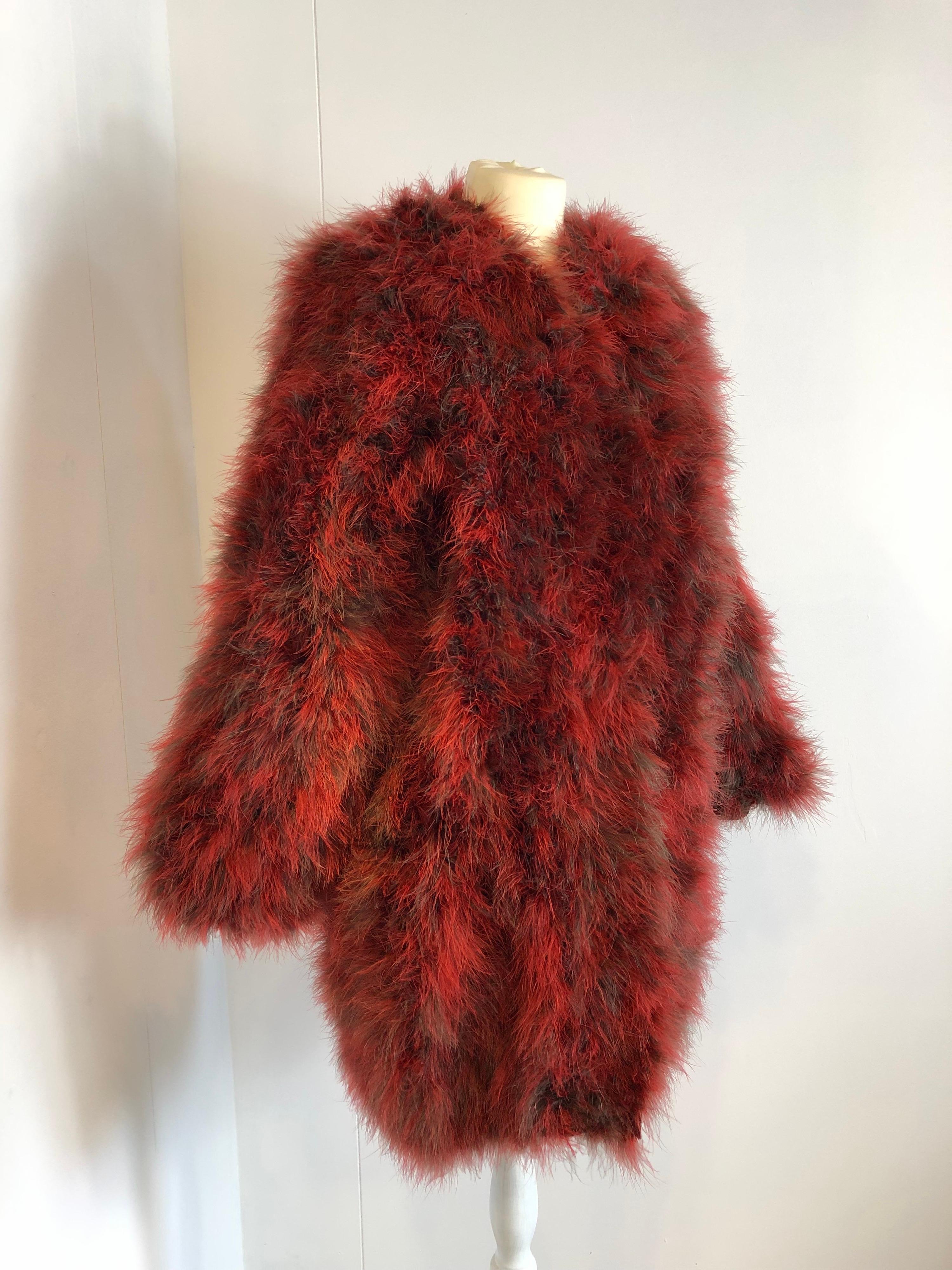 red feather coat