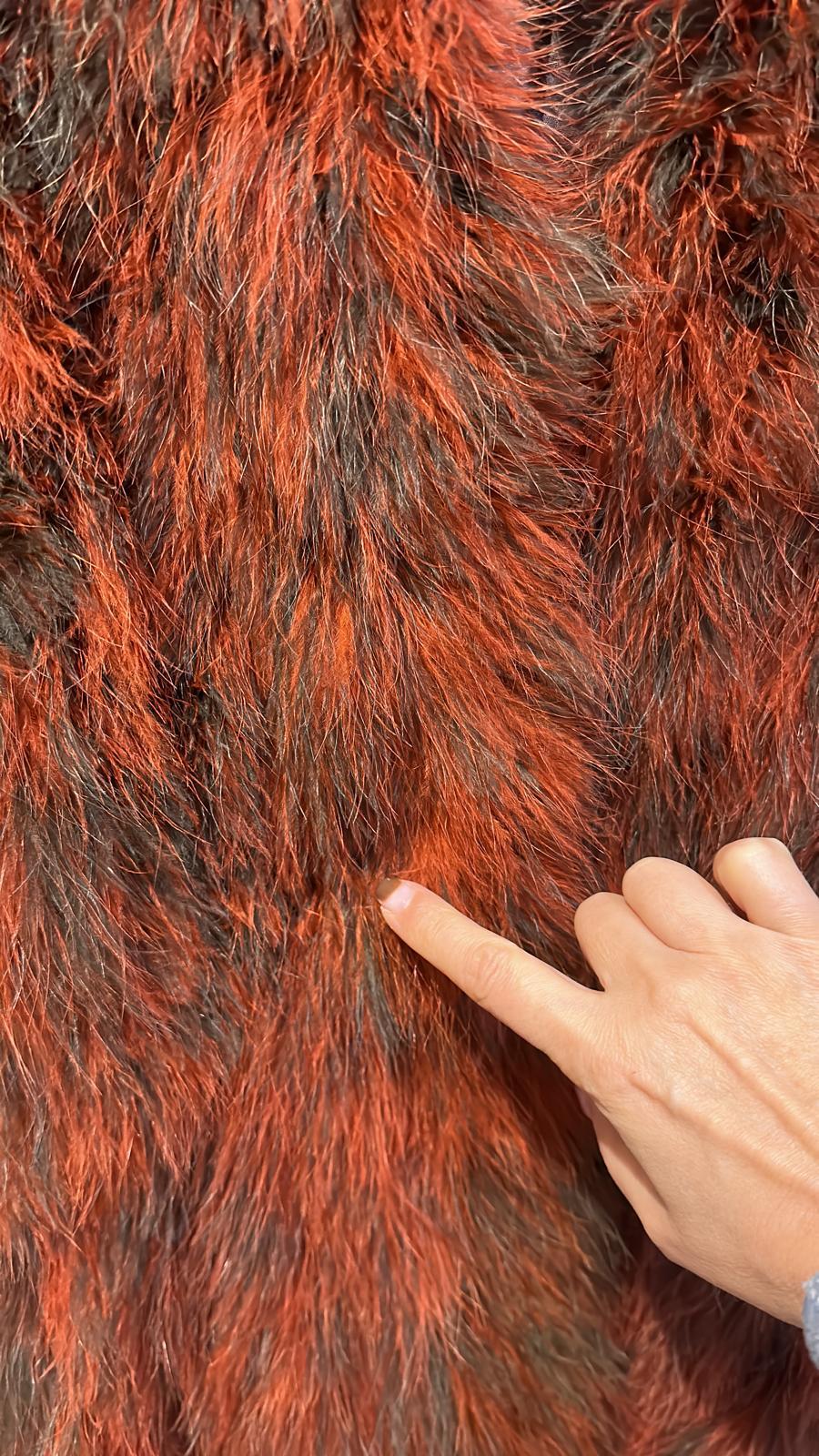 Women's Saint Laurent rive gauche red feathers fur