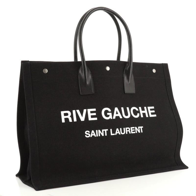 Black Saint Laurent Rive Gauche Shopper Tote Canvas Large