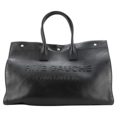 Saint Laurent Rive Gauche Shopper Tote Embossed Leather