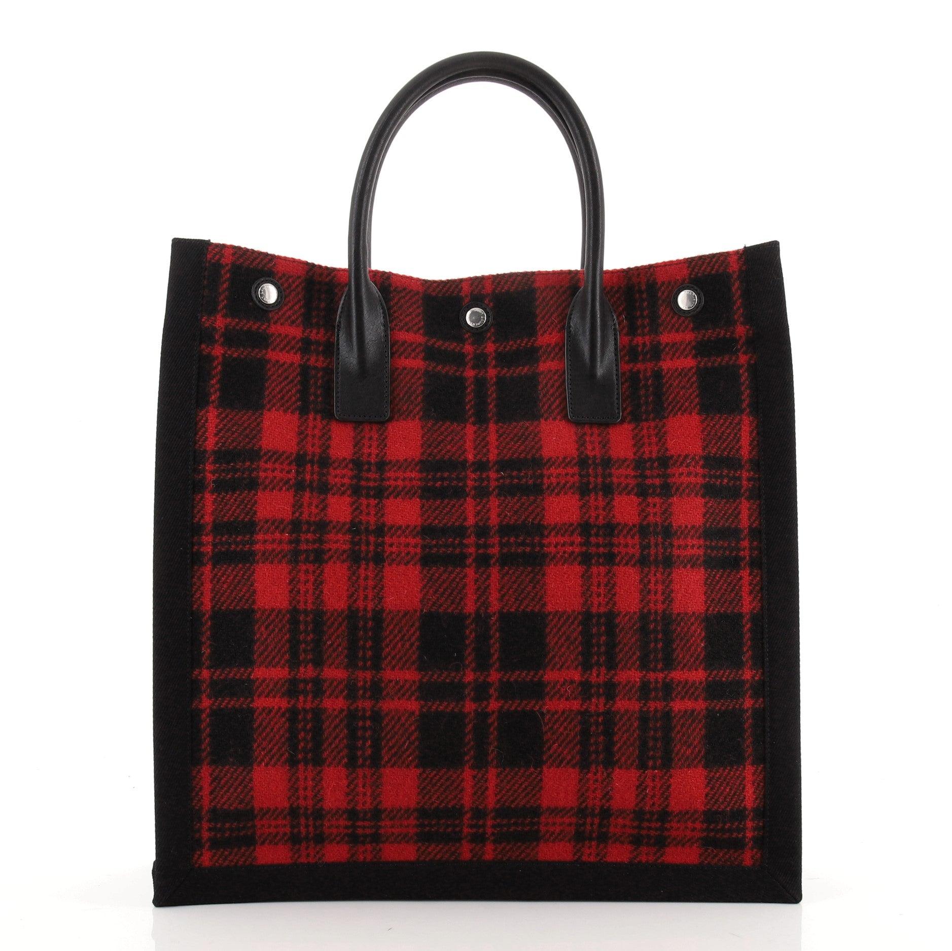 Saint Laurent Rive Gauche Shopper Tote Printed Wool Tall In Good Condition In NY, NY