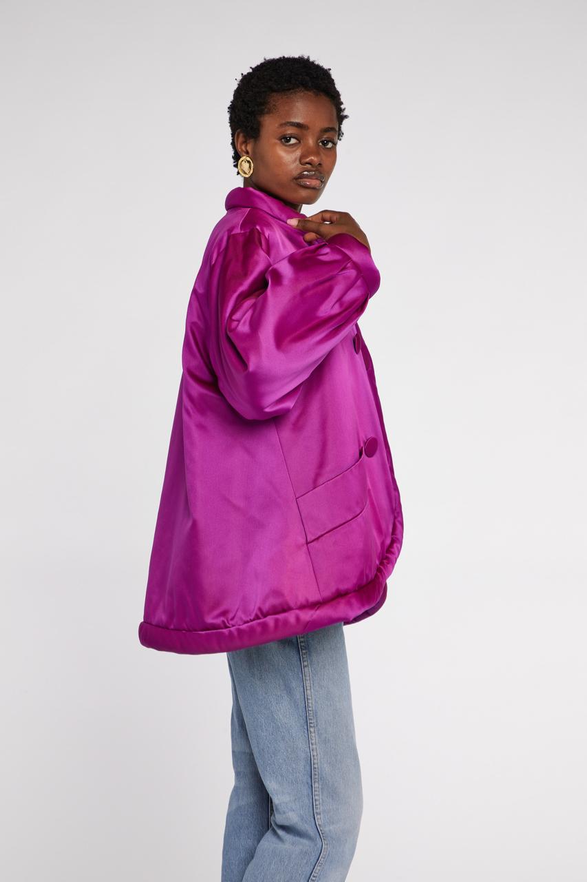 Saint Laurent Rive Gauche Seta Pad Fucsia P/E 1987 In condizioni ottime in vendita a London, GB