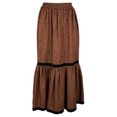 SAINT LAURENT Rive Gauche Size 10 Navy & Red Paisley Long Skirt