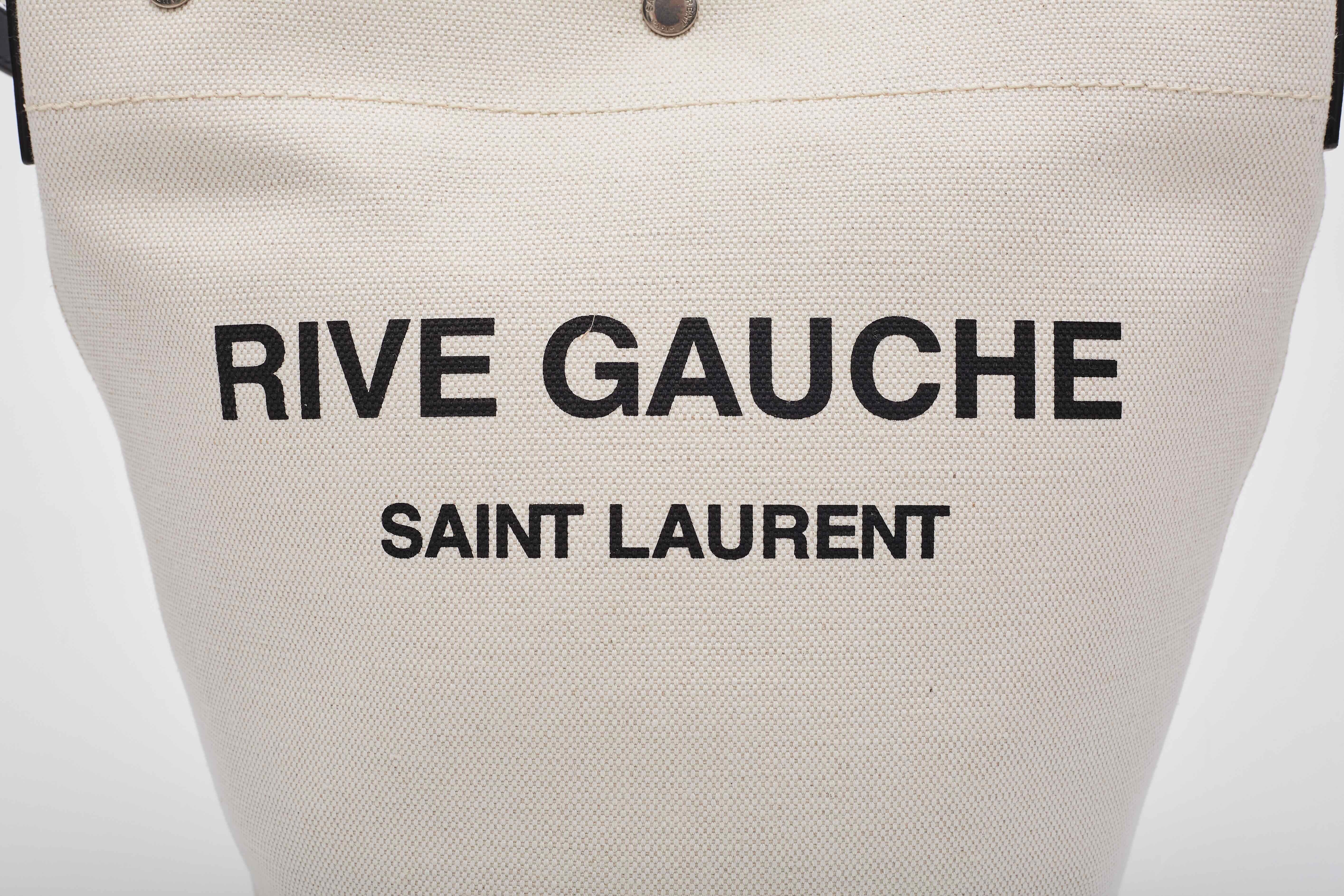 Women's Saint Laurent Rive Gauche Tuscany White Linen Bucket Bag For Sale