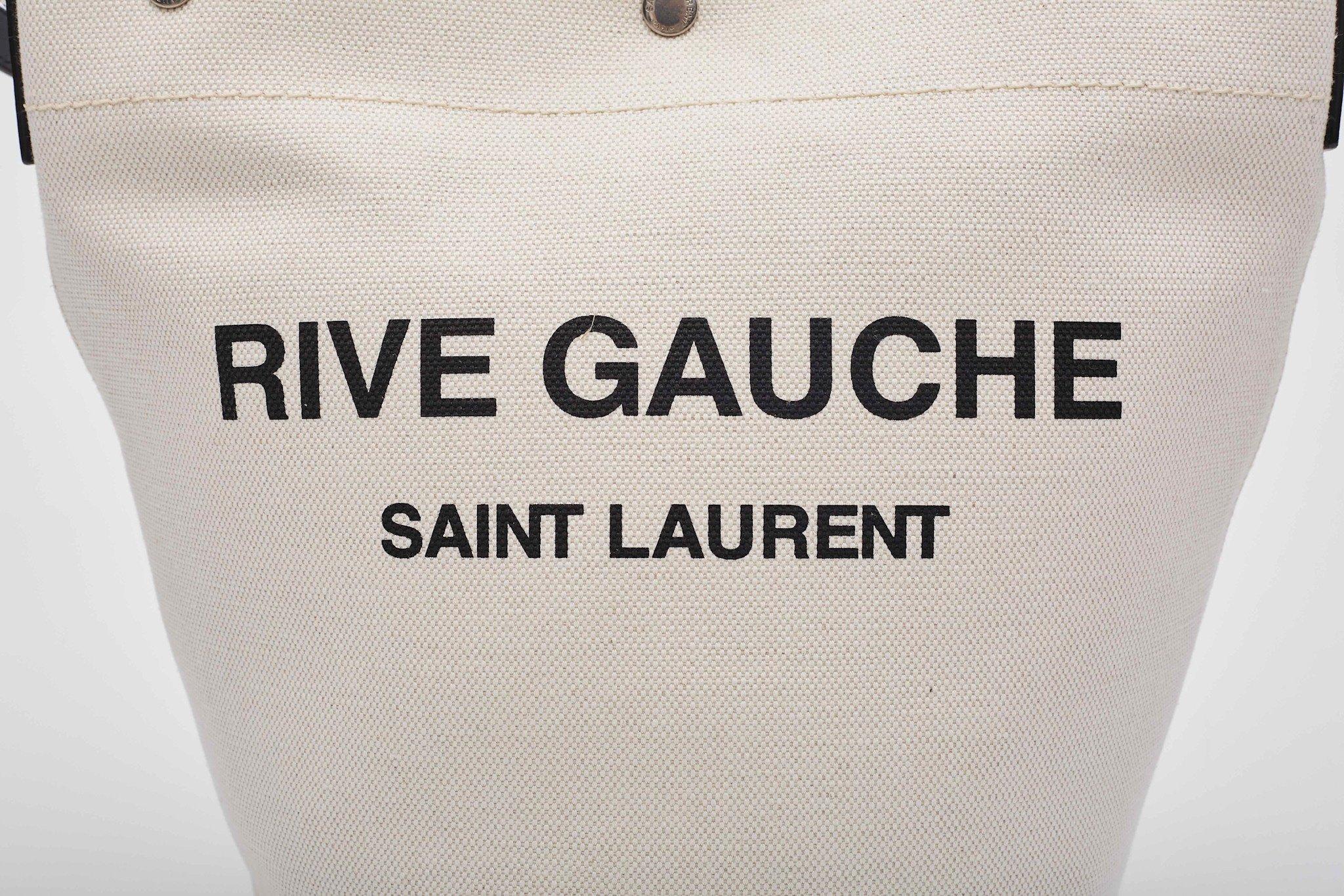 Saint Laurent Rive Gauche Tuscany White Linen Bucket Bag For Sale 1