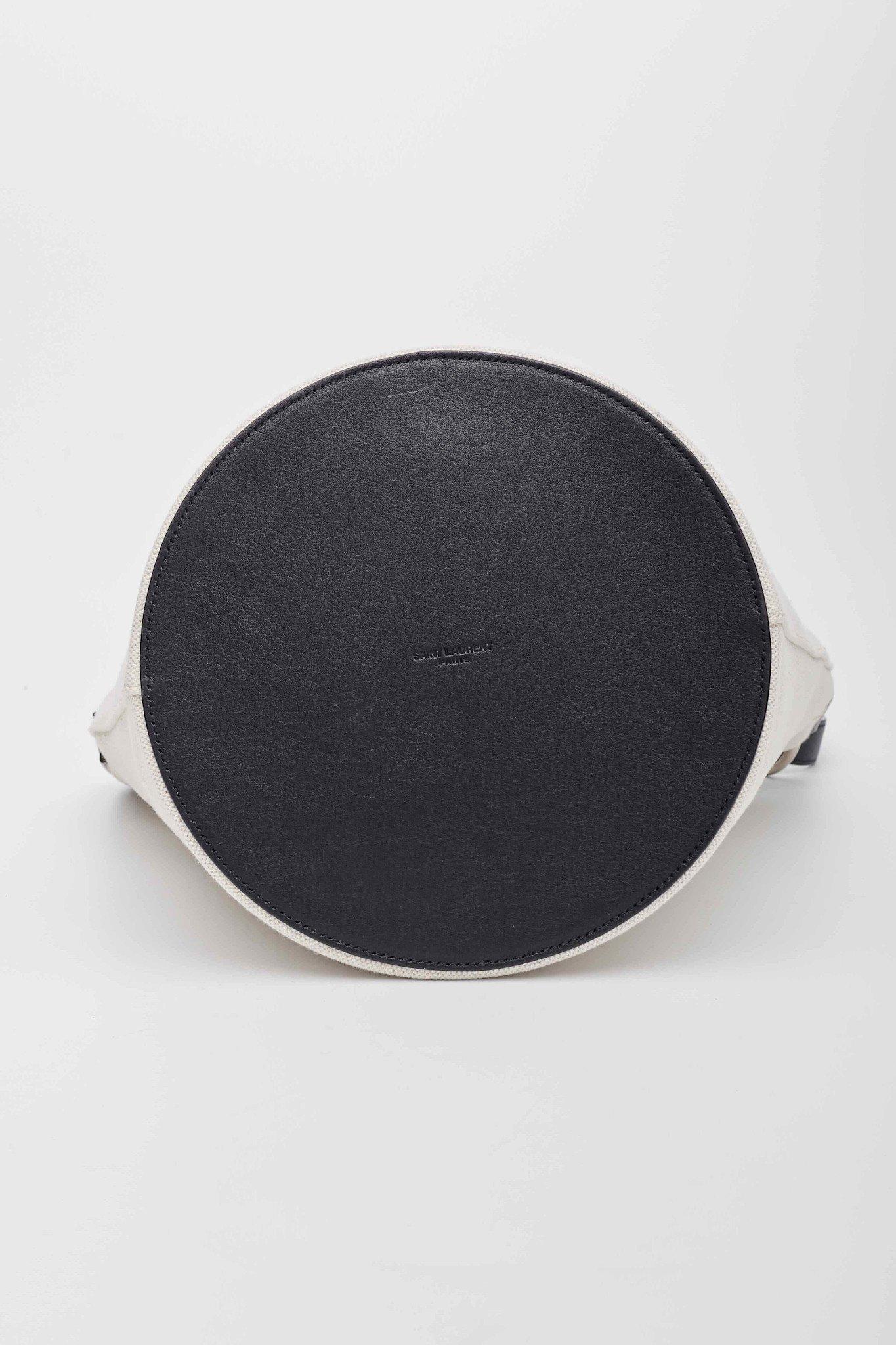 Saint Laurent Rive Gauche Tuscany White Linen Bucket Bag For Sale 3
