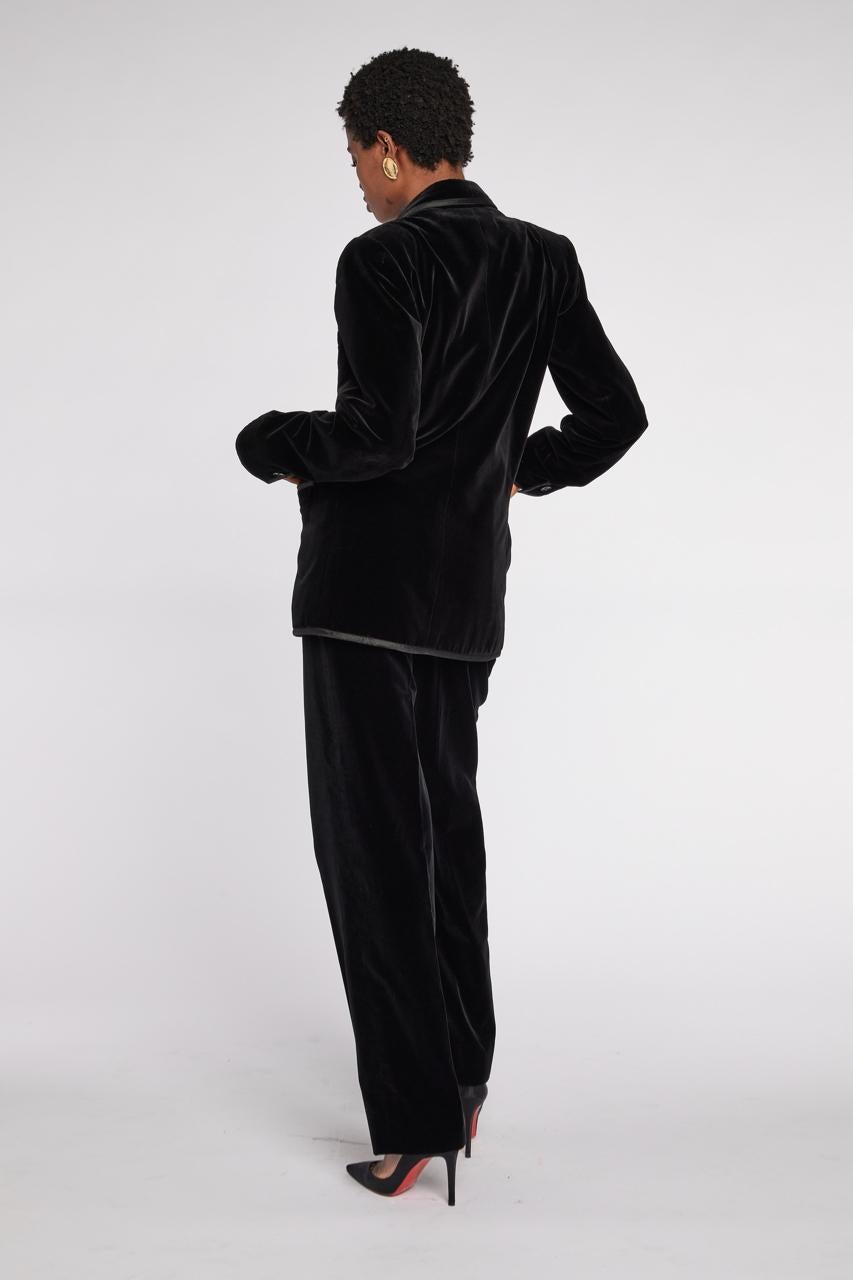 Nero Saint Laurent Abito doppiopetto in velluto Rive Gauche AW 1981 in vendita