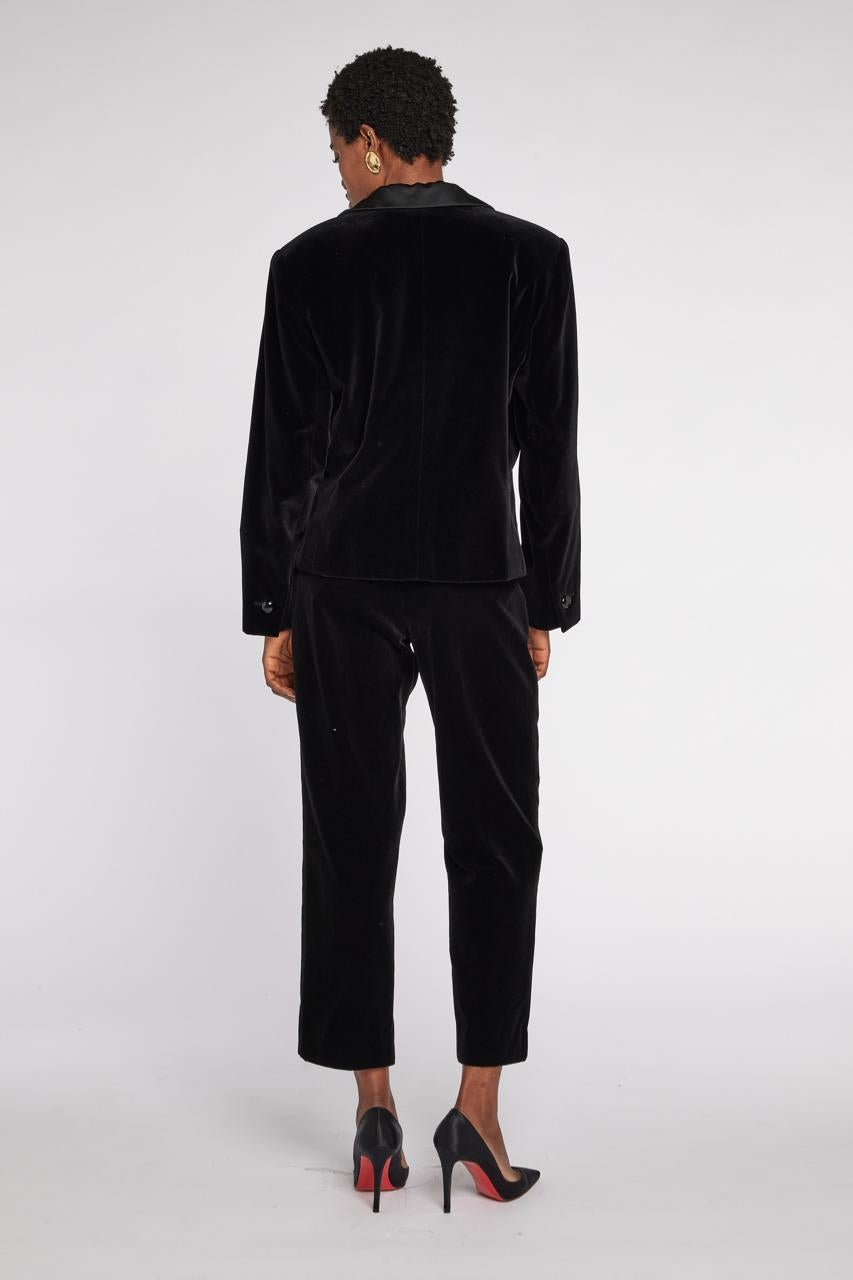 Nero Saint Laurent Le Smoking in velluto Rive Gauche  Abito circa 1985 in vendita