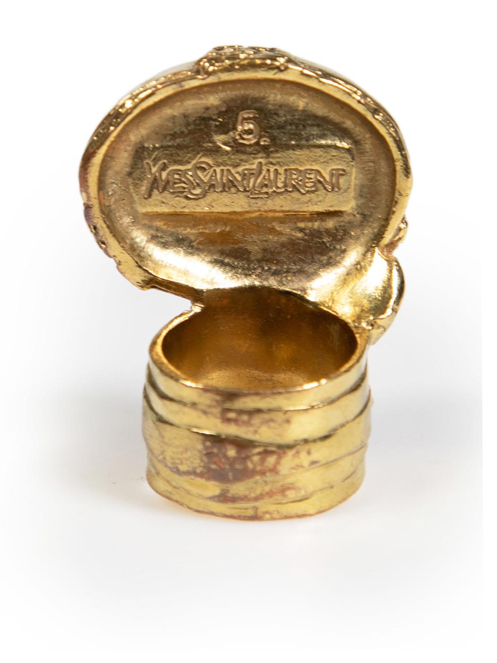 Saint Laurent Rive Gauche Vintage Gold Tone Arty Ring In Good Condition For Sale In London, GB