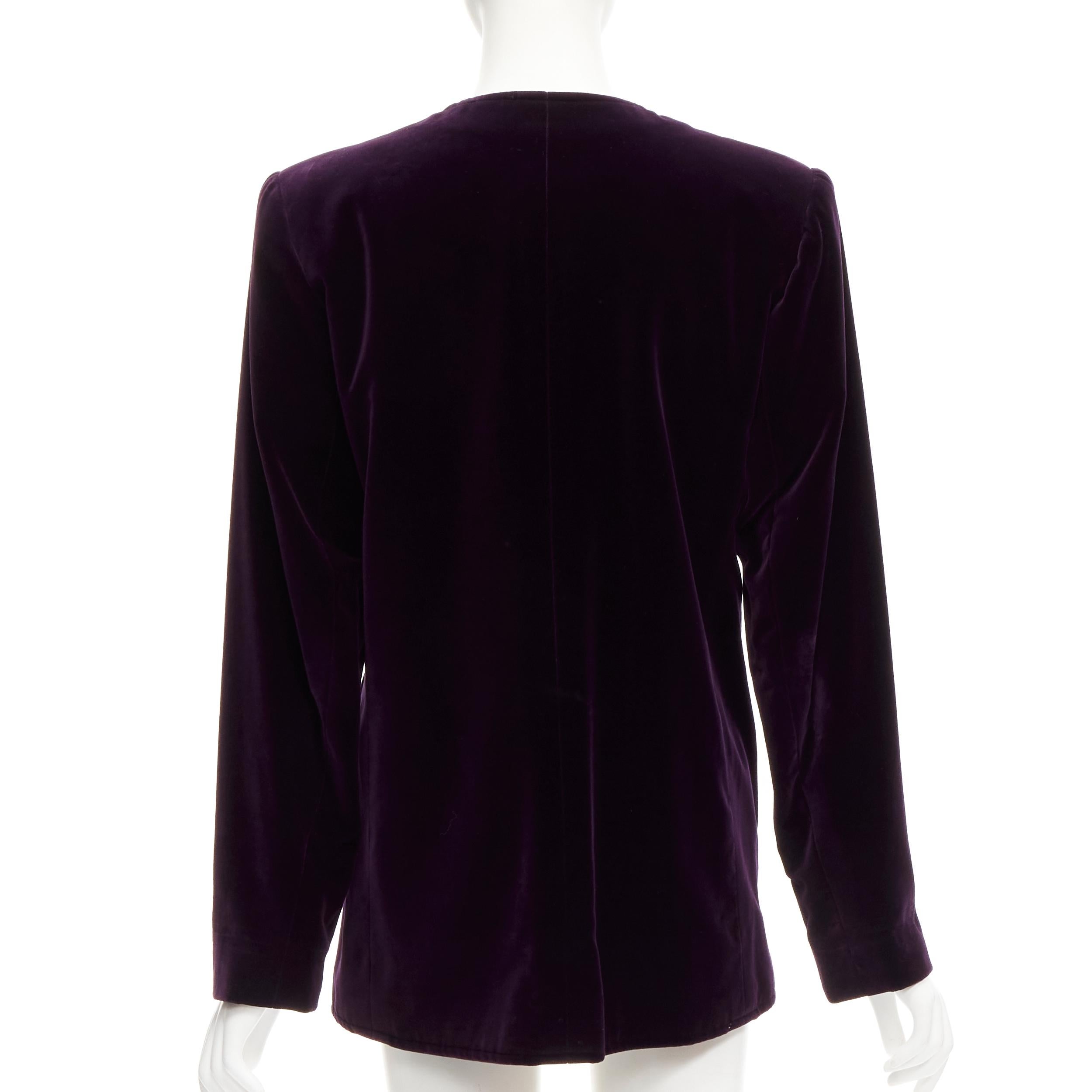 SAINT LAURENT Rive Gauche Vintage purple velvet crystal button blazer FR40 L 2