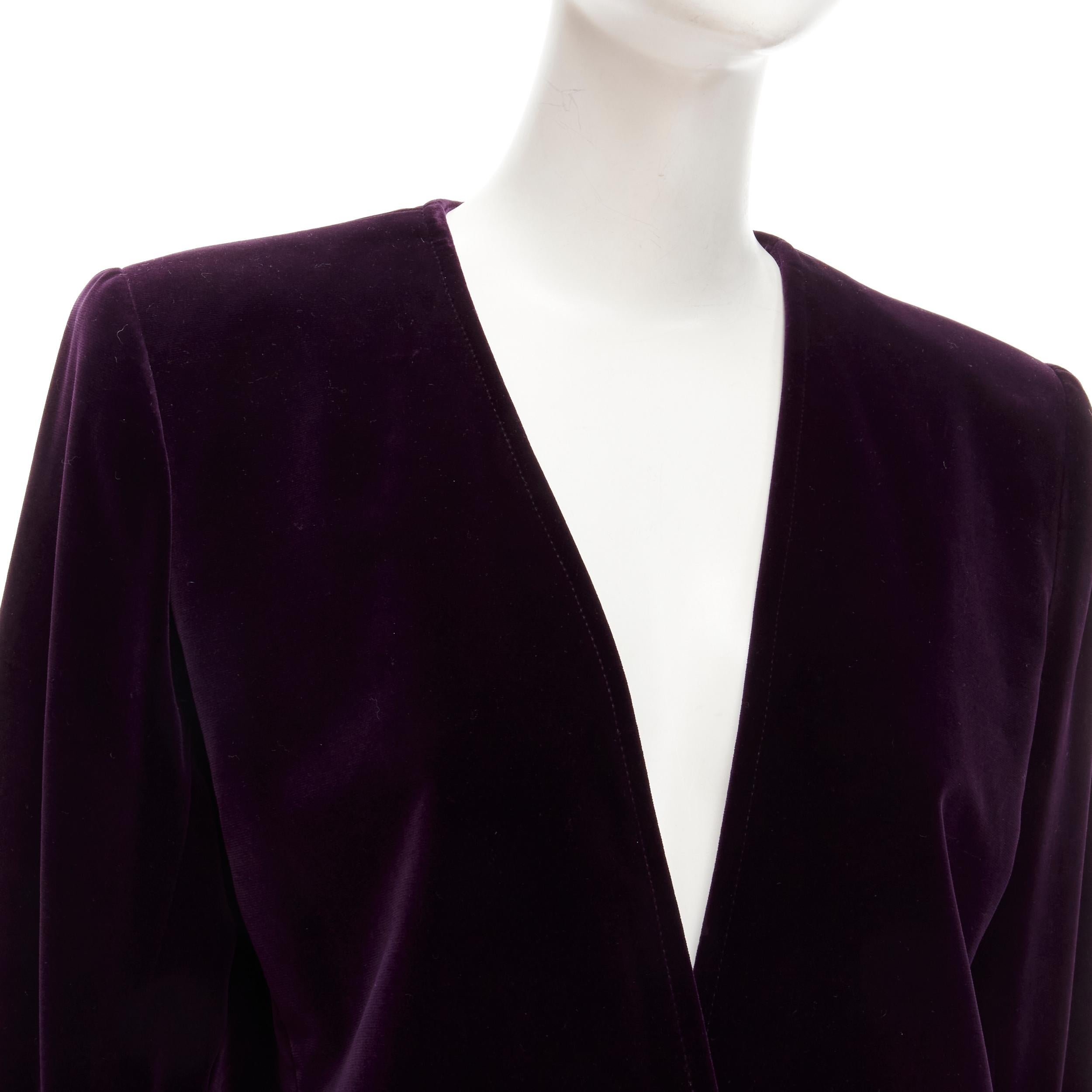 SAINT LAURENT Rive Gauche Vintage purple velvet crystal button blazer FR40 L 4