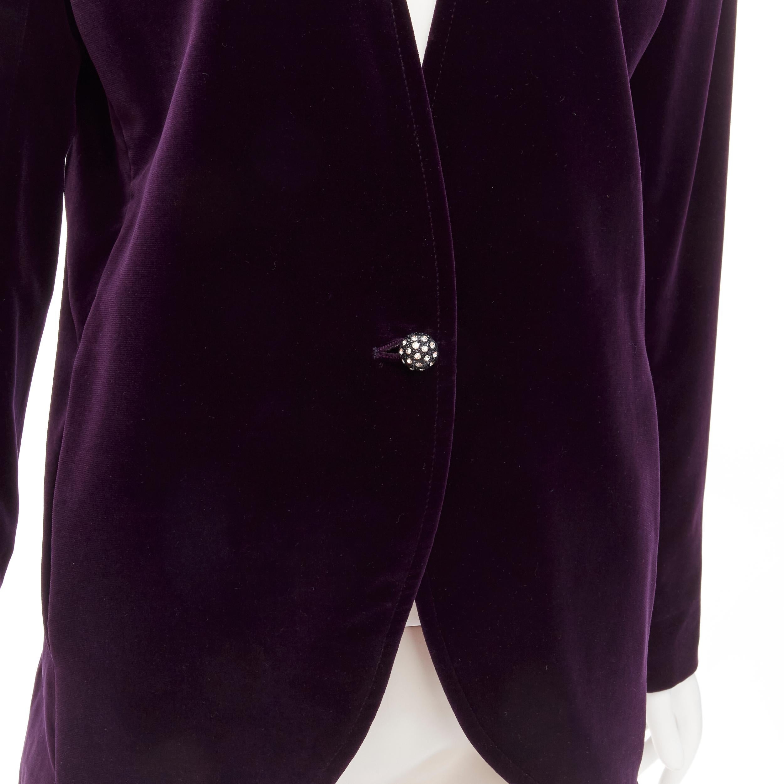 SAINT LAURENT Rive Gauche Vintage purple velvet crystal button blazer FR40 L 5