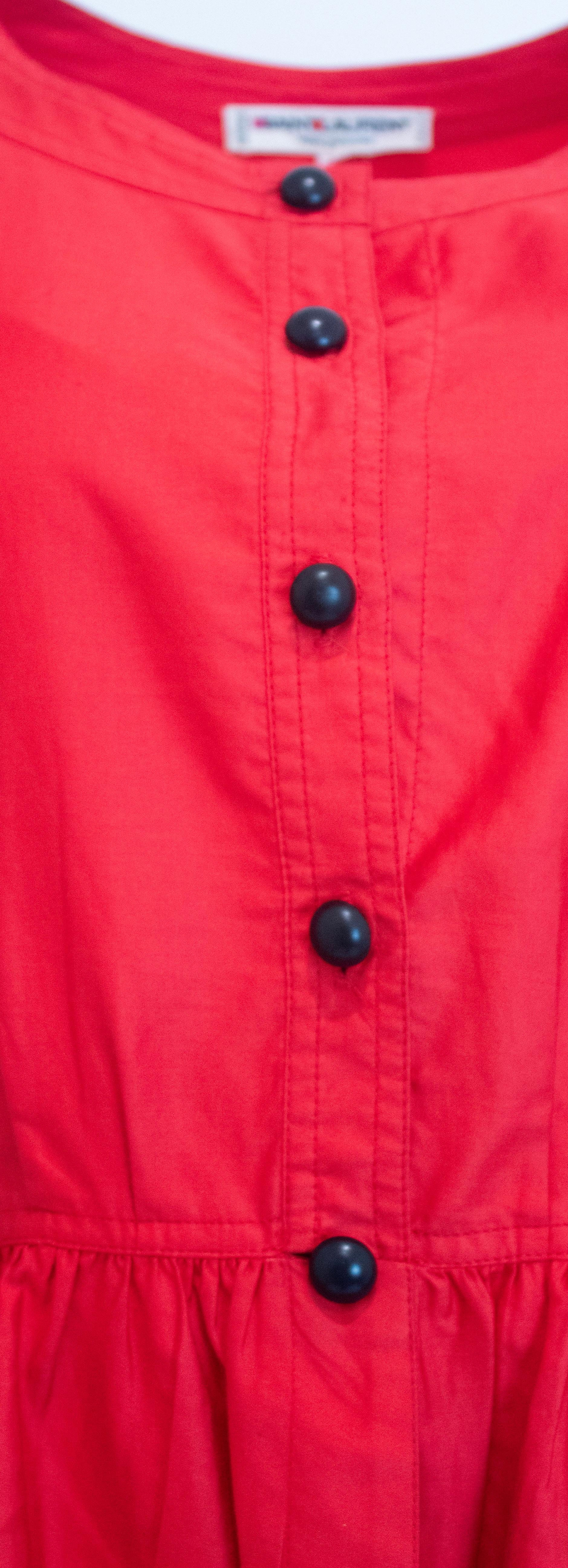 Rosso Saint Laurent Rive Gauche Vintage - Camicetta in cotone button down con bottoni in vendita
