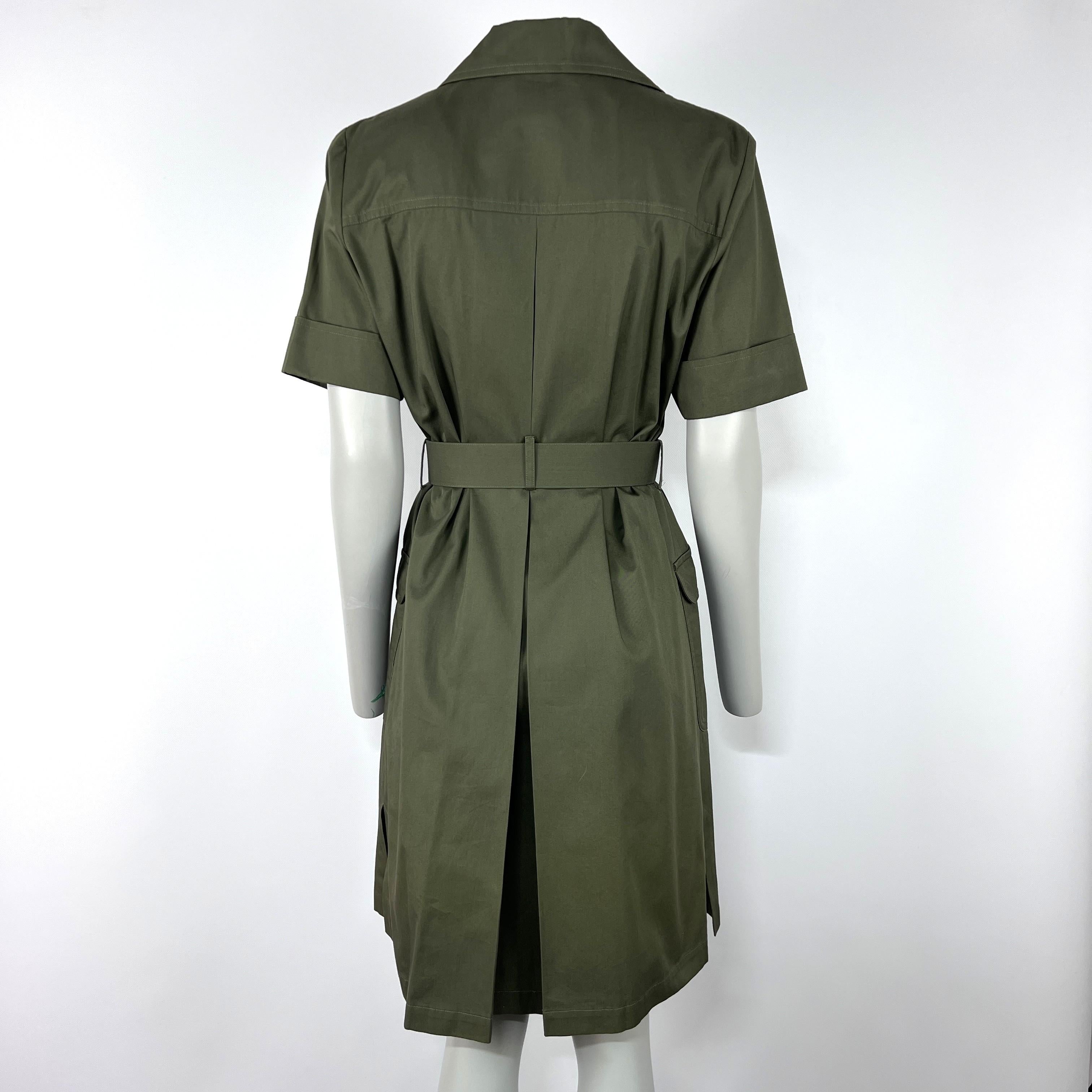 Noir SAINT LAURENT Robe iconique saharienne safari en gabardine de coton kaki en vente