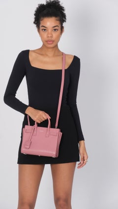 Saint Laurent Rose Dark Calfskin Nano Sac De Jour Tote Bag