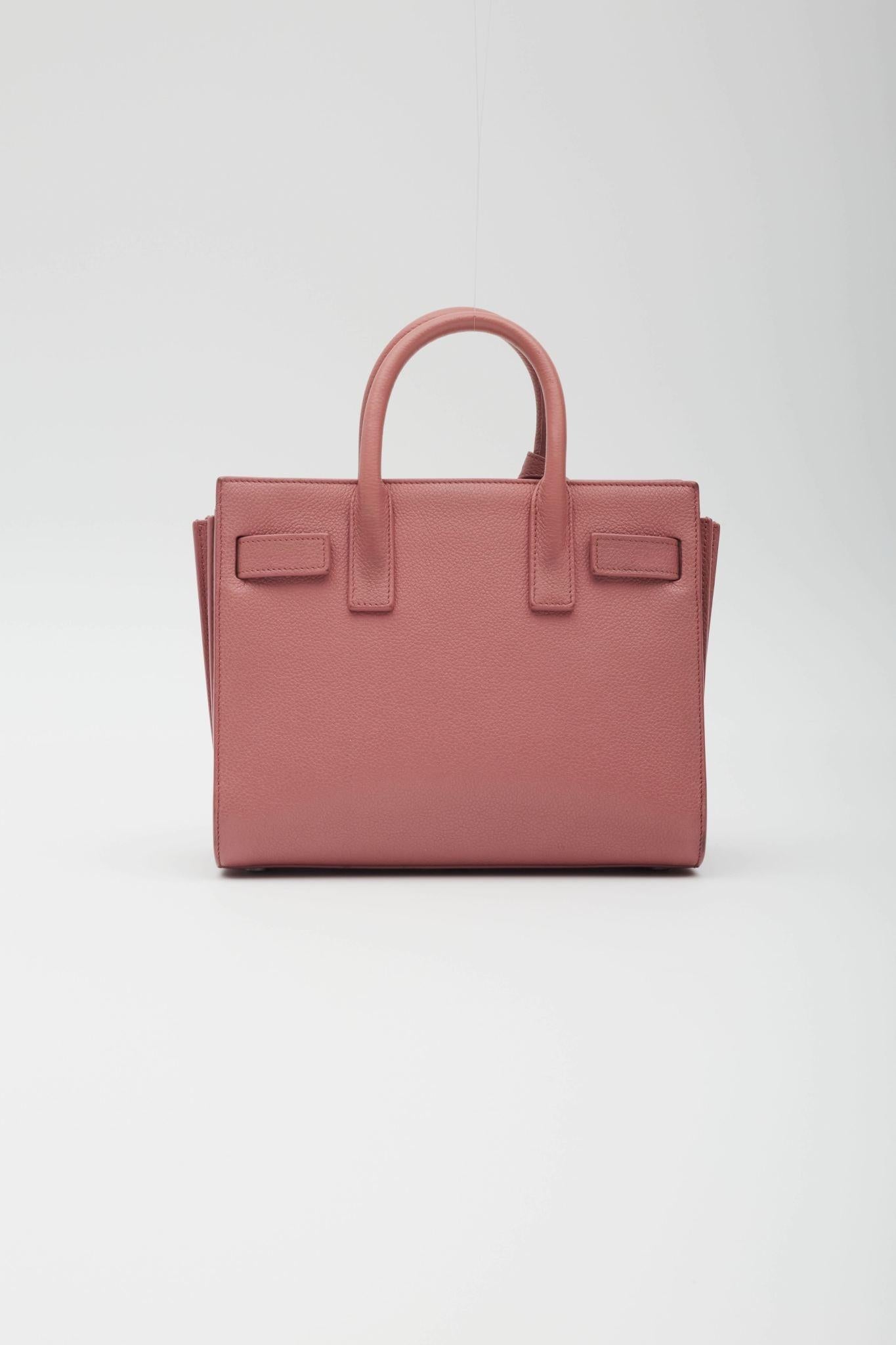 Women's Saint Laurent Rose Dark Calfskin Nano Sac De Jour Tote Bag For Sale