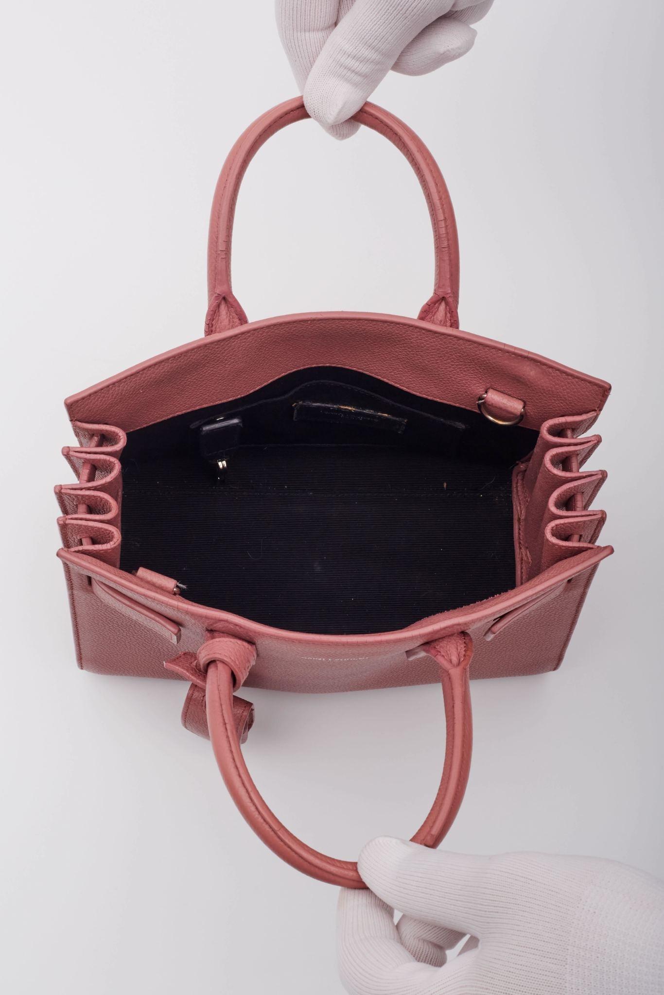 Saint Laurent Rose Dark Calfskin Nano Sac De Jour Tote Bag For Sale 3