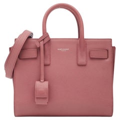 Saint Laurent Rose Dark Calfskin Nano Sac De Jour Tote Bag