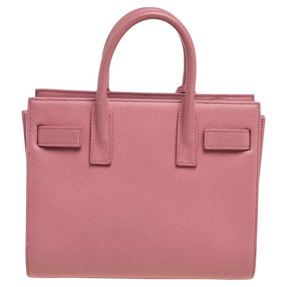 Saint Laurent Rose Pink Leather Nano Classic Sac De Jour Tote 3