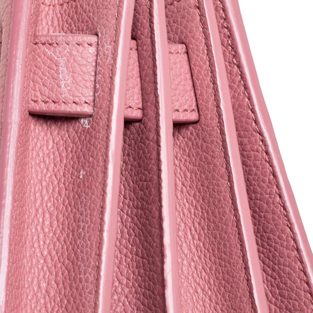 Women's Saint Laurent Rose Pink Leather Nano Classic Sac De Jour Tote