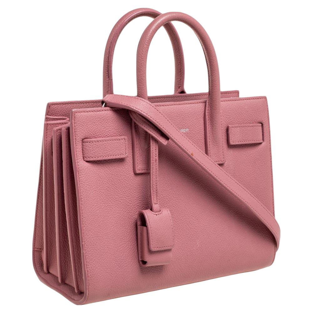 Saint Laurent Rose Pink Leather Nano Classic Sac De Jour Tote 2