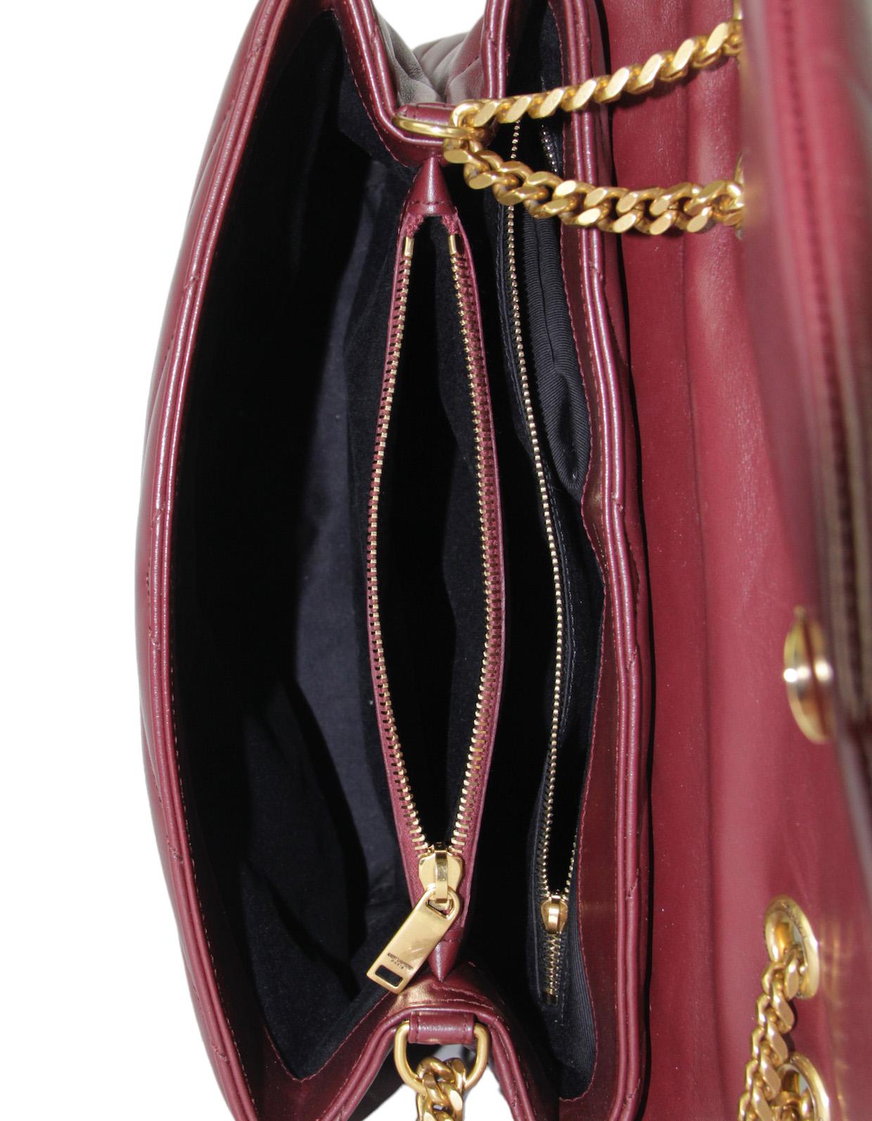 Saint Laurent Rouge Legion Calfskin Y Small Loulou Chain Shoulder Bag For Sale 4