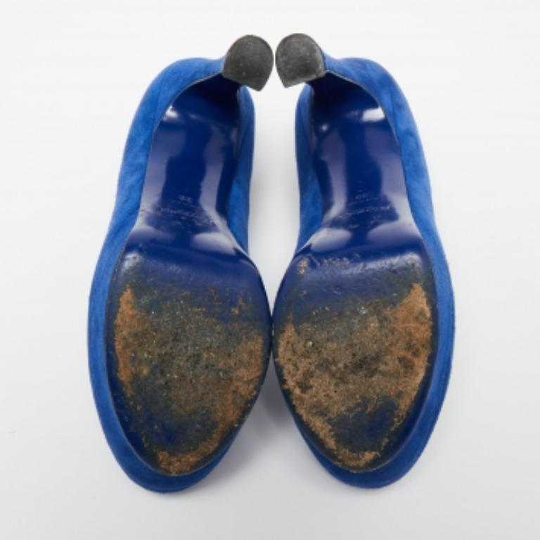 Saint Laurent Royal Blue Suede Palais Platform Pumps Size 39 For Sale 4