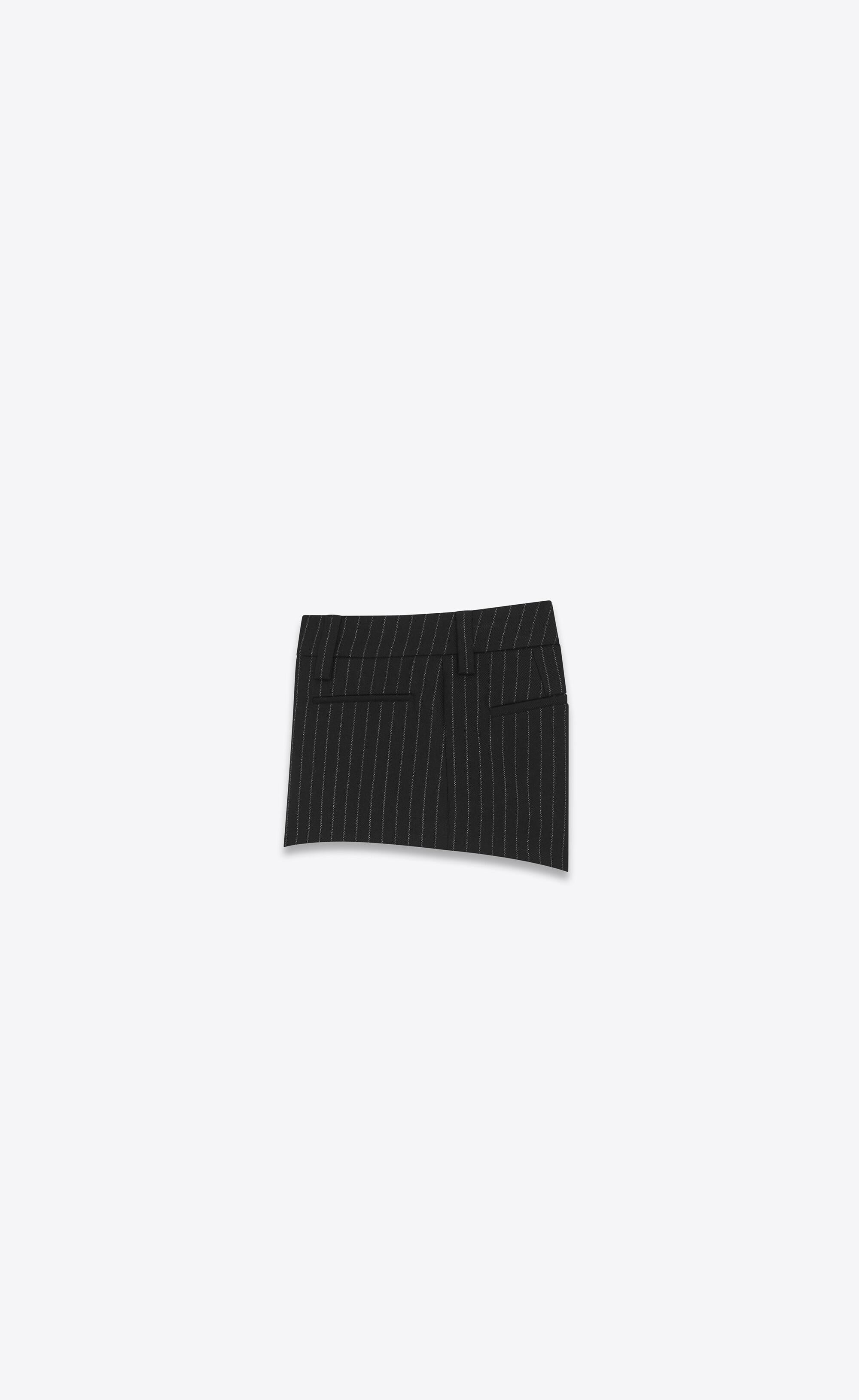 Saint Laurent Runway Black Rive Gauche Striped Wool Flannel Tailored Mini Shorts Size 36

These Saint Laurent Rive Gauche mini shorts made its debut in the Spring Summer 2020 show, modeled by the beautiful Kaia Gerber. Featuring piped pockets, belt