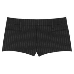 Saint Laurent Runway Black Striped Wool Flannel Tailored Mini Shorts Size 36 NWT