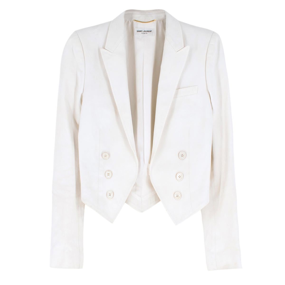 Saint Laurent Runway cropped white blazer US 4 In Good Condition In London, GB