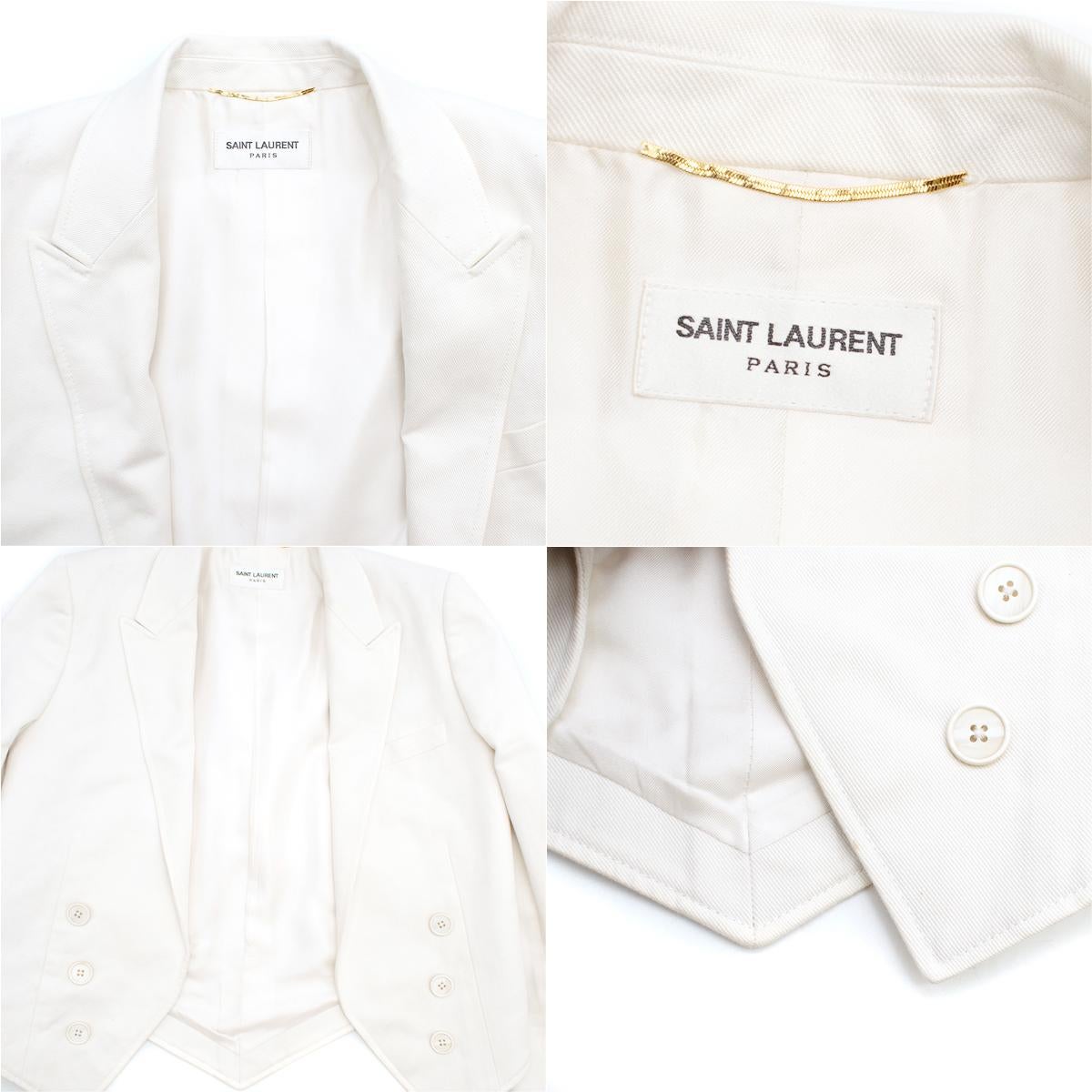 Women's Saint Laurent Runway cropped white blazer US 4