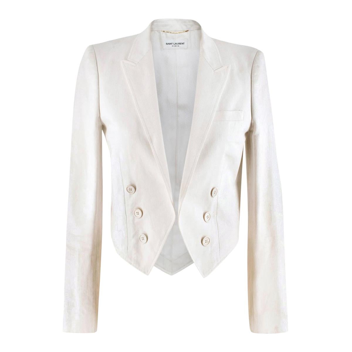 Saint Laurent Runway cropped white blazer US 4