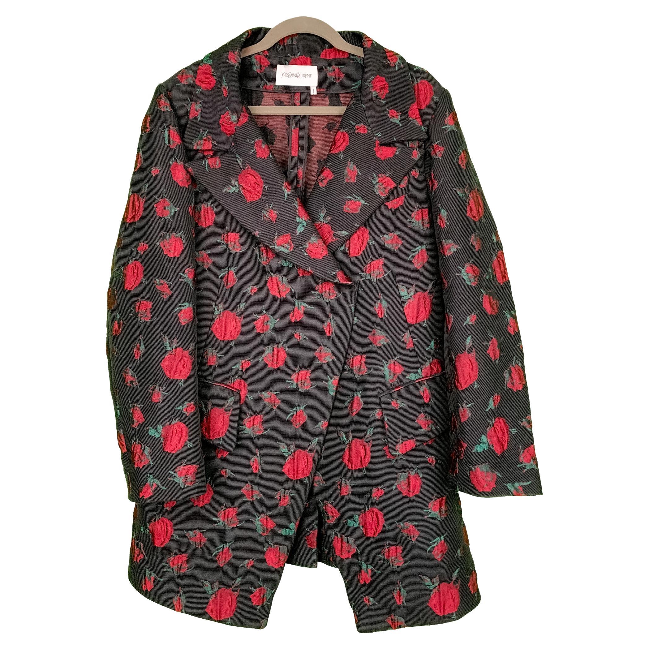 Saint Laurent Runway Pre-Fall 2010 Silk Cotton Floral Jacquard Coat, Large