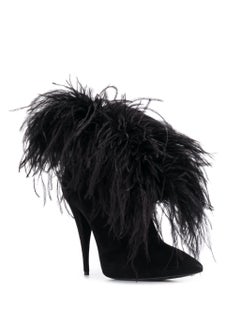 Saint Laurent Runway Zizi 110 Black Suede High Stiletto Heel Ankle Boot Size 38