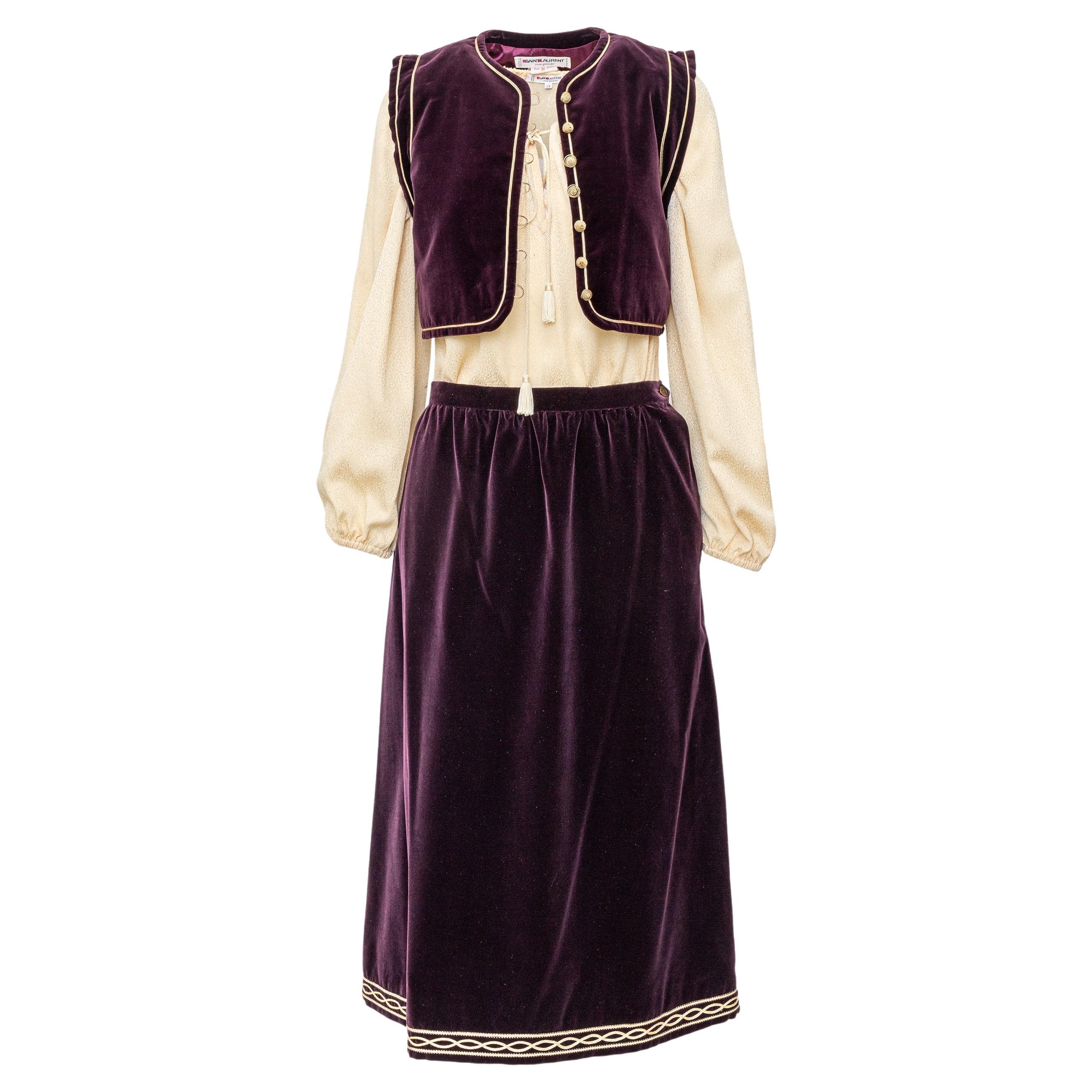 Saint Laurent Russian Ballet Vest and Skirt Set - '70s For Sale