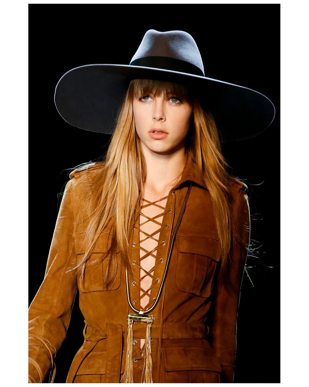 Saint Laurent S/S 13 tan suede leather safari style lace up belted mini dress  For Sale 11