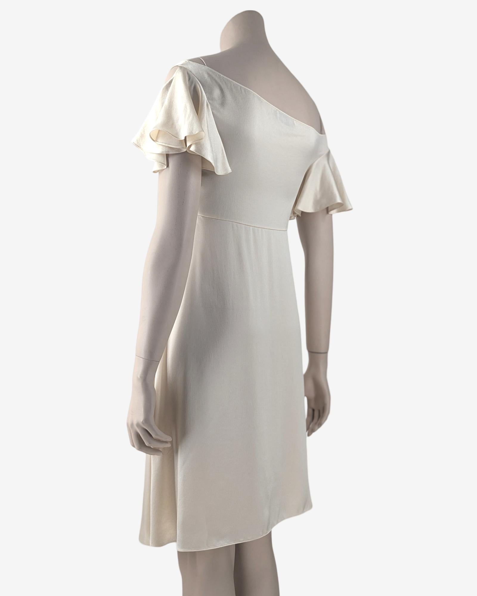 Gray Saint Laurent S/S 2016 Asymmetric Boat Neckline Silk Dress by Hedi Slimane For Sale