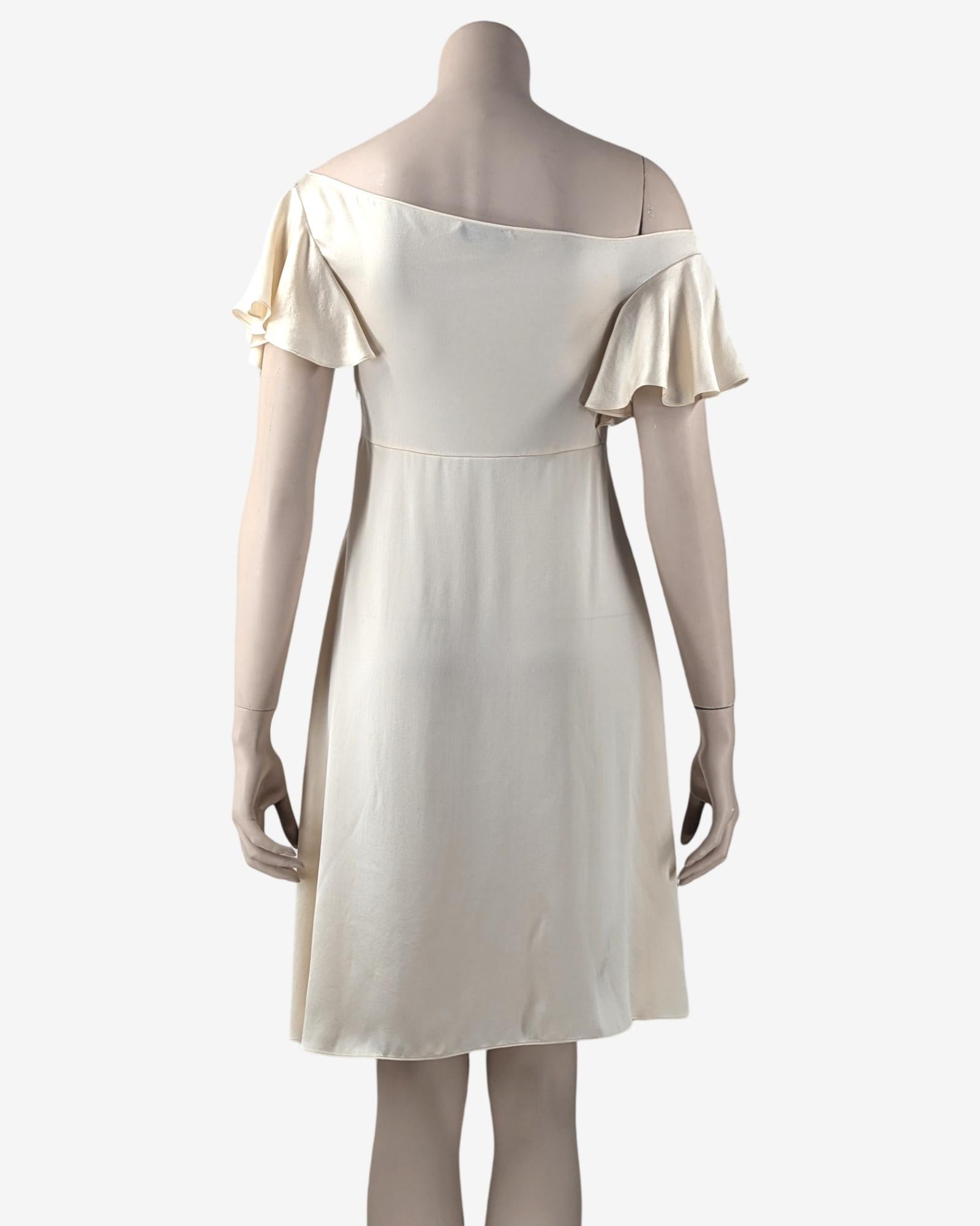 Saint Laurent S/S 2016 Asymmetric Boat Neckline Silk Dress by Hedi Slimane In Good Condition For Sale In GOUVIEUX, FR