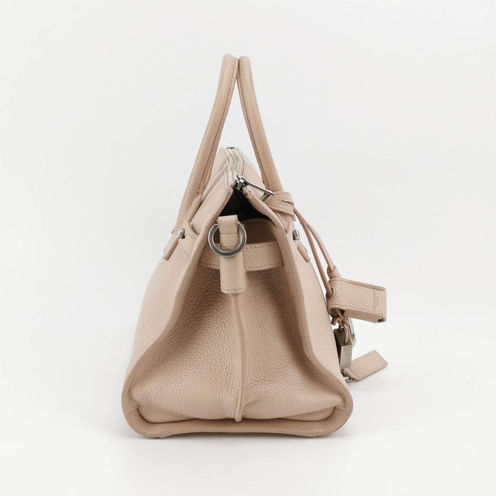 Saint Laurent Sac De Jour Baby Beige Leather Handbag In Good Condition In AUBERVILLIERS, FR