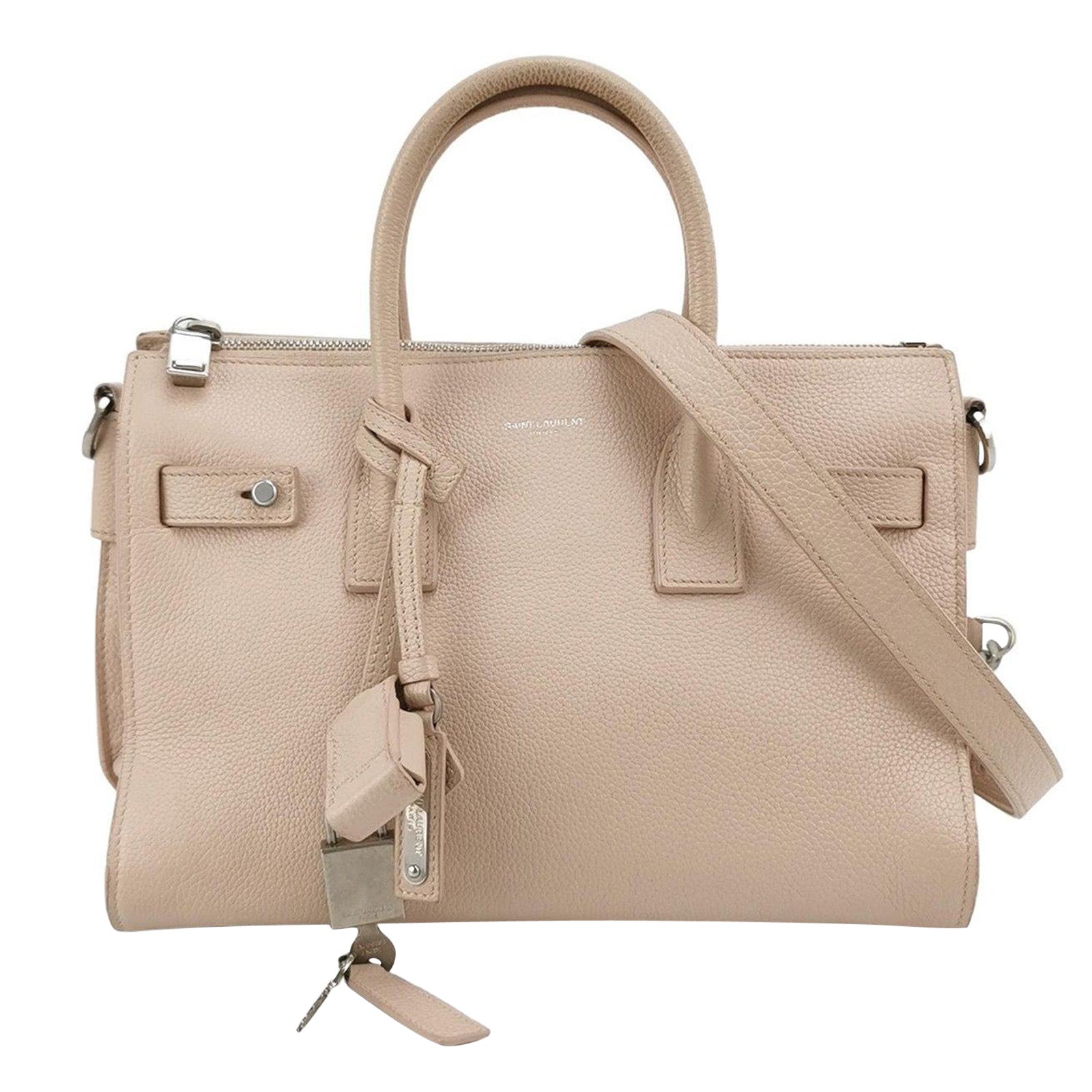 Saint Laurent Sac De Jour Baby Beige Leather Handbag