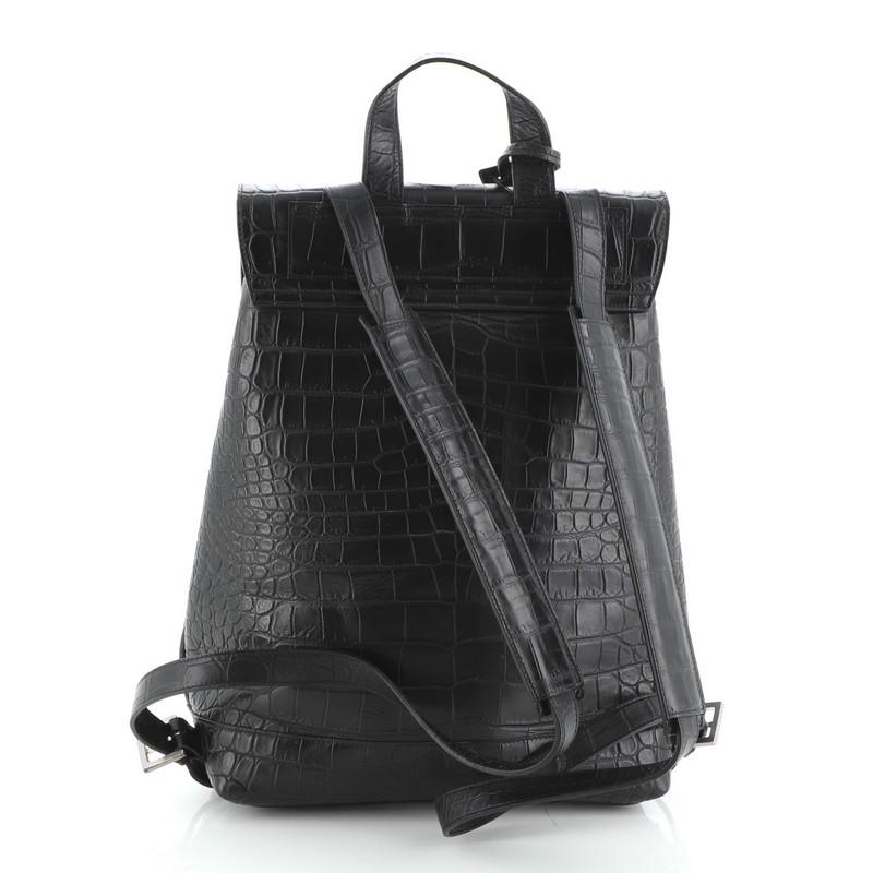 city backpack in crocodile embossed leather