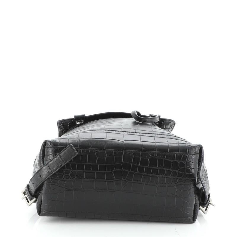 Black Saint Laurent Sac de Jour Backpack Crocodile Embossed Leather Medium