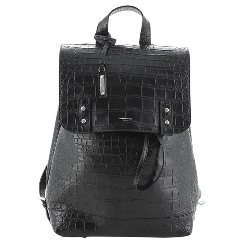 Saint Laurent Sac de Jour Backpack Crocodile Embossed Leather Medium