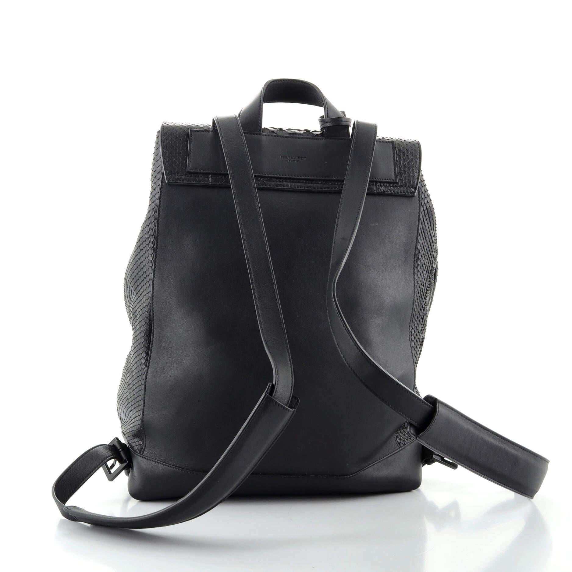 Saint Laurent Sac de Jour Rucksack aus geprägtem Python-Leder Medium (Schwarz)
