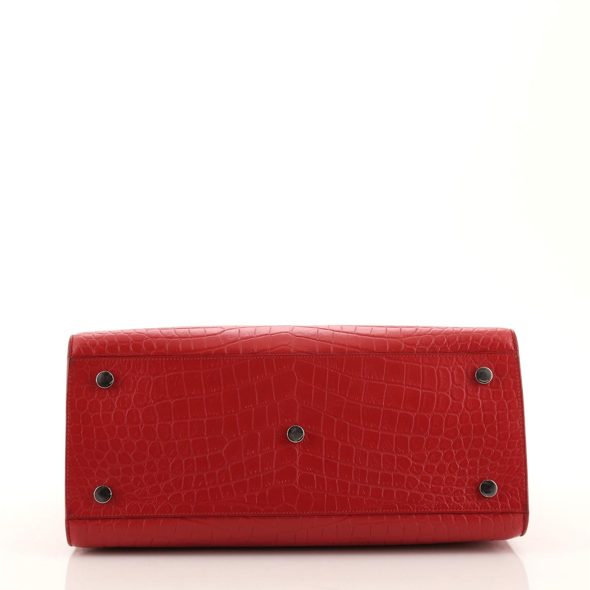 Red Saint Laurent Sac de Jour Bag Crocodile Embossed Leather Small