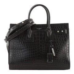Saint Laurent Sac de Jour Bag Crocodile Embossed Leather Small