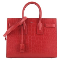 Saint Laurent Sac de Jour Bag Crocodile Embossed Leather Small