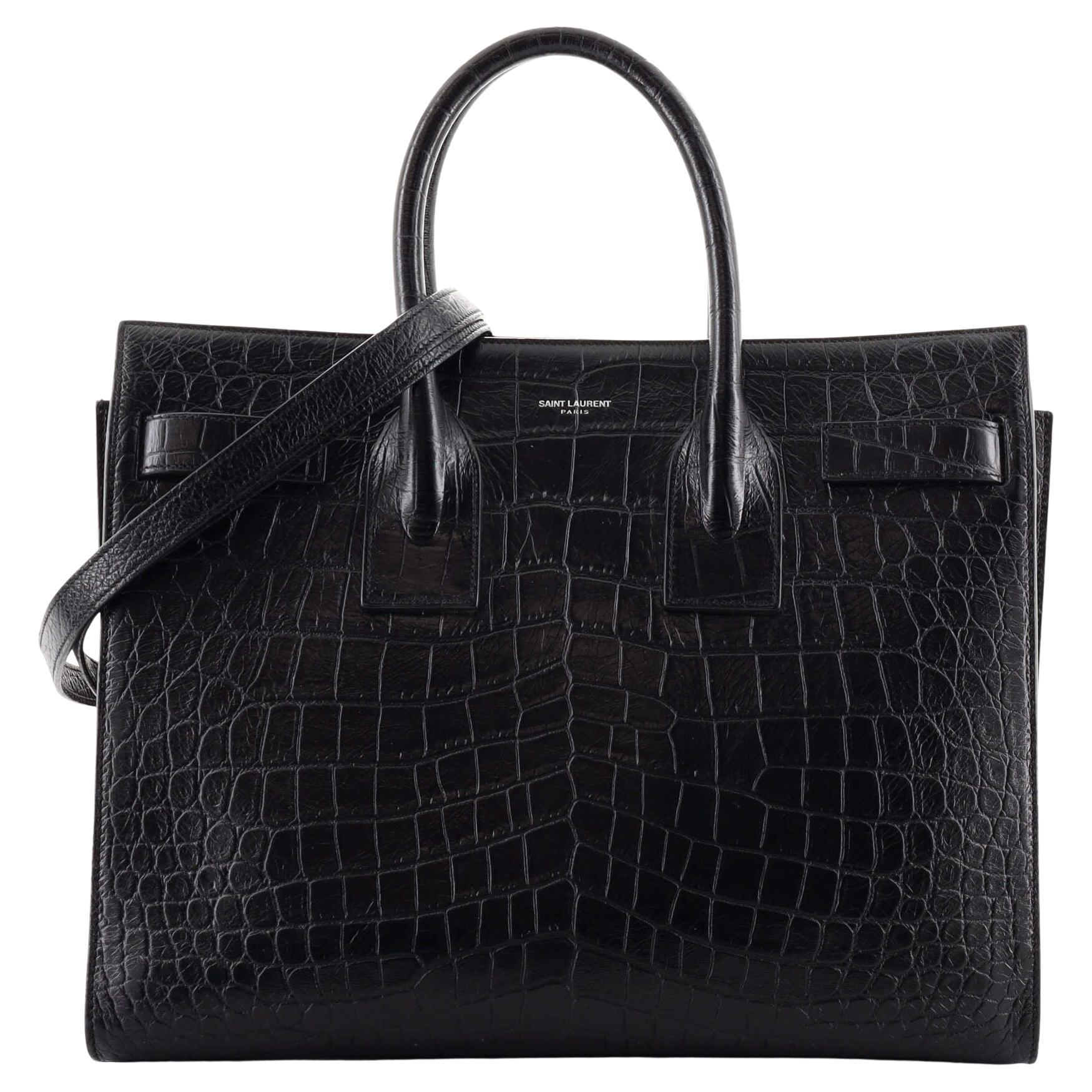 Saint Laurent Museum Flat Briefcase Patch Embellished Leather Medium at