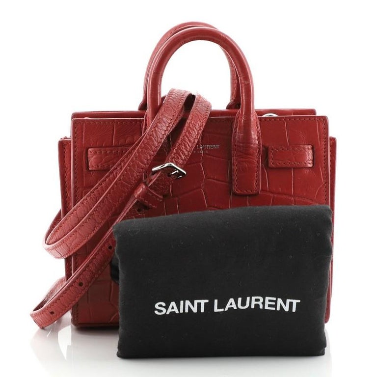 Saint Laurent Sac de Jour Croco Leather Bag